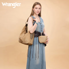 WG276-9182  Wrangler Floral Tooled Hobo Bag with Pouch-Khaki
