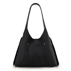 WG279-9182BK  Wrangler Fringe Floral Tooled Hobo Bag-Black