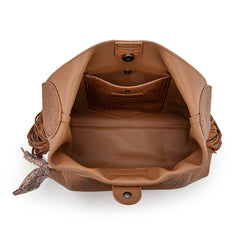 WG279-9182BR  Wrangler Fringe Floral Tooled Hobo Bag-Brown