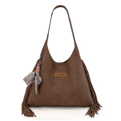 WG279-9182CF  Wrangler Fringe Floral Tooled Hobo Bag-Coffee