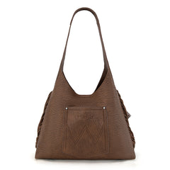 WG279-9182CF  Wrangler Fringe Floral Tooled Hobo Bag-Coffee