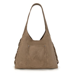 WG279-9182KH  Wrangler Fringe Floral Tooled Hobo Bag-Khaki