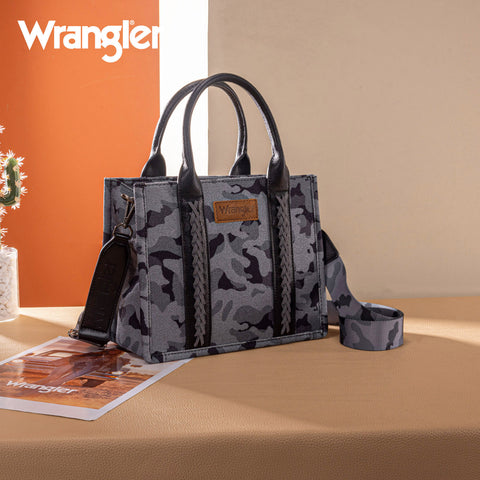 WG286-8120S  Wrangler Camo Print Concealed Carry Tote/Crossbody -Black