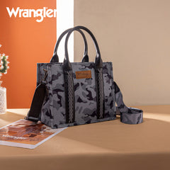 WG286-8120S  Wrangler Camo Print Concealed Carry Tote/Crossbody -Black