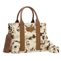 WG286-8120S  Wrangler Camo Print Concealed Carry Tote/Crossbody -Brown