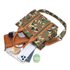 WG286-8120S  Wrangler Camo Print Concealed Carry Tote/Crossbody -Green