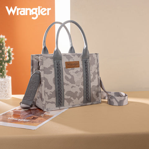 WG286-8120S  Wrangler Camo Print Concealed Carry Tote/Crossbody -Grey
