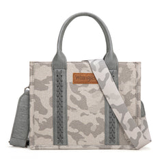 WG286-8120S  Wrangler Camo Print Concealed Carry Tote/Crossbody -Grey