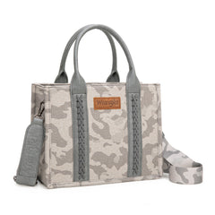 WG286-8120S  Wrangler Camo Print Concealed Carry Tote/Crossbody -Grey