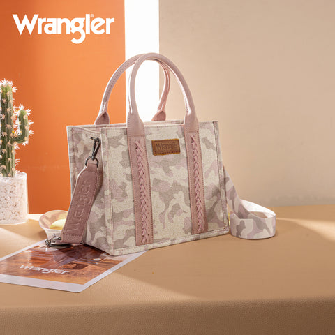 WG286-8120S  Wrangler Camo Print Concealed Carry Tote/Crossbody - Pink