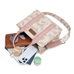 WG286-8120S  Wrangler Camo Print Concealed Carry Tote/Crossbody - Pink