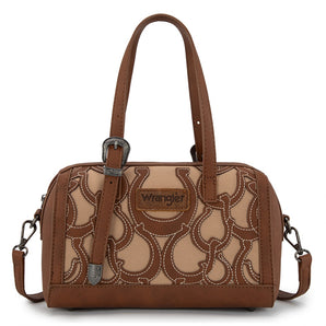 WG292-9012BR Wrangler Horseshoe Cutout Mini Boston Crossbody Bag - Brown