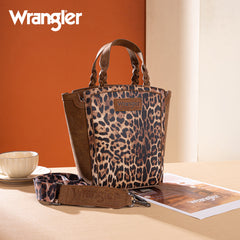 WG296-8014BR   Wrangler Leopard Print Tote/Crossbody - Brown