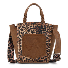WG296-8014BR   Wrangler Leopard Print Tote/Crossbody - Brown
