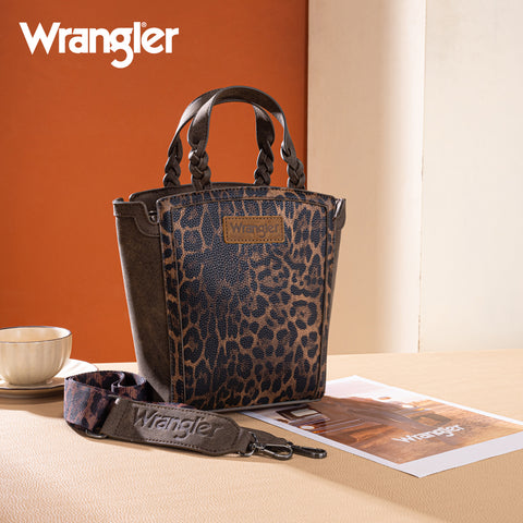 WG296-8014CF   Wrangler Leopard Print Tote/Crossbody - Coffee