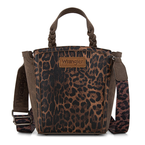 WG296-8014CF   Wrangler Leopard Print Tote/Crossbody - Coffee