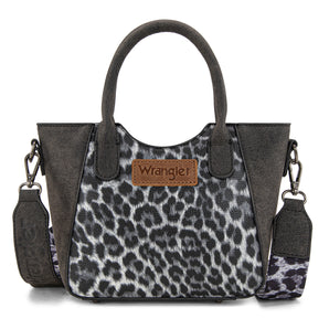WG296-8015BK Wrangler Leopard Print Small Tote/Crossbody - Black