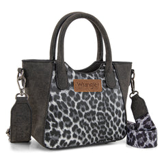 WG296-8015BK  Wrangler Leopard Print Small Tote/Crossbody -Black