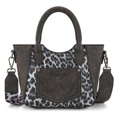 WG296-8015BK  Wrangler Leopard Print Small Tote/Crossbody -Black