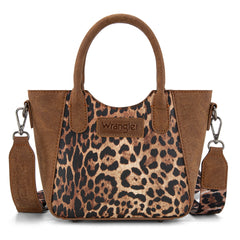 WG296-8015BR  Wrangler Leopard Print Small Tote/Crossbody -Brown