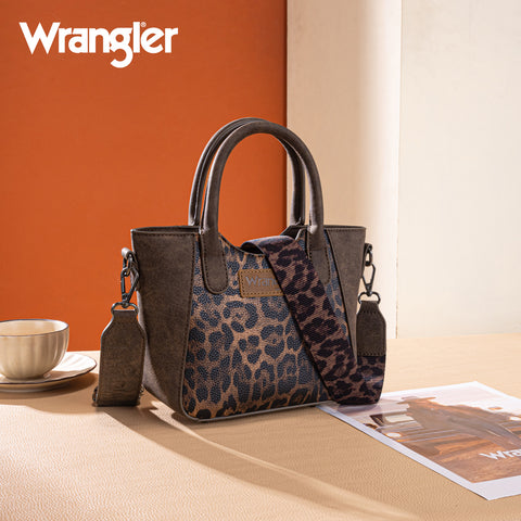 WG296-8015CF  Wrangler Leopard Print Small Tote/Crossbody -Coffee