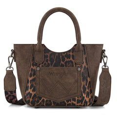 WG296-8015CF  Wrangler Leopard Print Small Tote/Crossbody -Coffee