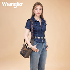 WG296-8015CF  Wrangler Leopard Print Small Tote/Crossbody -Coffee