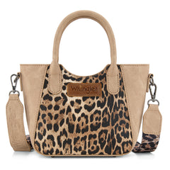 WG296-8015TN  Wrangler Leopard Print Small Tote/Crossbody -Tan