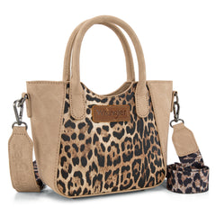 WG296-8015TN  Wrangler Leopard Print Small Tote/Crossbody -Tan