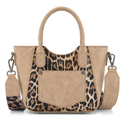 WG296-8015TN  Wrangler Leopard Print Small Tote/Crossbody -Tan