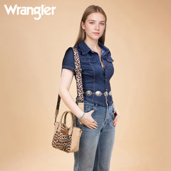 WG296-8015TN  Wrangler Leopard Print Small Tote/Crossbody -Tan
