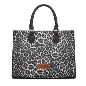 WG296-8625BK Wrangler Leopard Print Wide Tote Bag/Crossbody