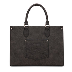 WG296-8625BK    Wrangler Leopard Print Wide Tote Bag/Crossbody- Black