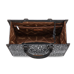 WG296-8625BK    Wrangler Leopard Print Wide Tote Bag/Crossbody- Black