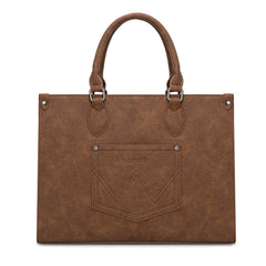 WG296-8625BR    Wrangler Leopard Print Wide Tote Bag/Crossbody- Brown