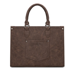 WG296-8625CF    Wrangler Leopard Print Wide Tote Bag/Crossbody- Coffee