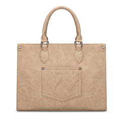 WG296-8625TN    Wrangler Leopard Print Wide Tote Bag/Crossbody- Tan