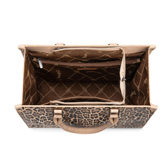 WG296-8625TN    Wrangler Leopard Print Wide Tote Bag/Crossbody- Tan