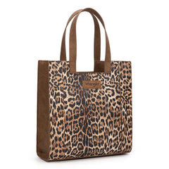 WG296-8900BR    Wrangler Leopard Print Tote Bag- Brown