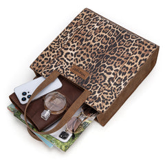 WG296-8900BR    Wrangler Leopard Print Tote Bag- Brown