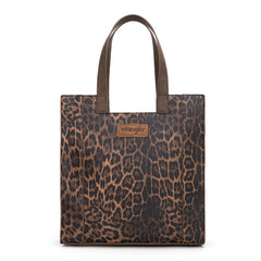 WG296-8900CF    Wrangler Leopard Print Tote Bag- Coffee