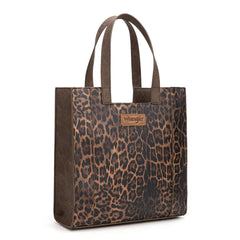 WG296-8900CF    Wrangler Leopard Print Tote Bag- Coffee