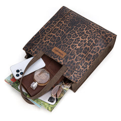 WG296-8900CF    Wrangler Leopard Print Tote Bag- Coffee