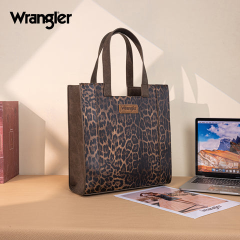 WG296-8900CF    Wrangler Leopard Print Tote Bag- Coffee
