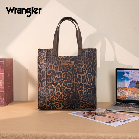 WG296-8900CF    Wrangler Leopard Print Tote Bag- Coffee