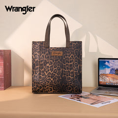 WG296-8900CF    Wrangler Leopard Print Tote Bag- Coffee