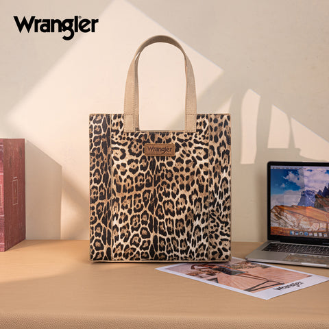 WG296-8900TN    Wrangler Leopard Print Tote Bag- Tan