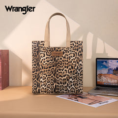 WG296-8900TN    Wrangler Leopard Print Tote Bag- Tan