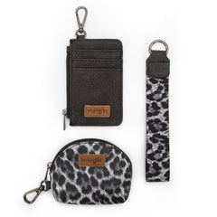 WG296-W0051  Wrangler Leopard Print Dual Pouch Wristlet -Black