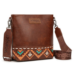 WG297G-8360BR  Wrangler Aztec Print Crossbody Bag -Brown